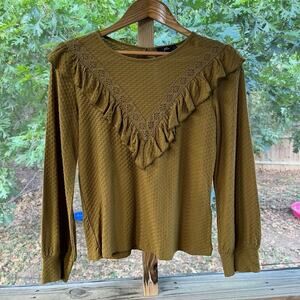 J. Crew Ruffle Front Long Sleeve Knit Top Size XXS. NEW